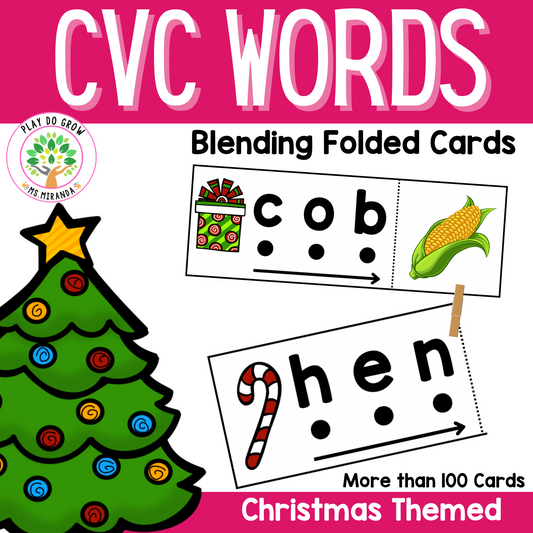 Christmas CVC Folded Word Cards | Literacy & Reading Activity