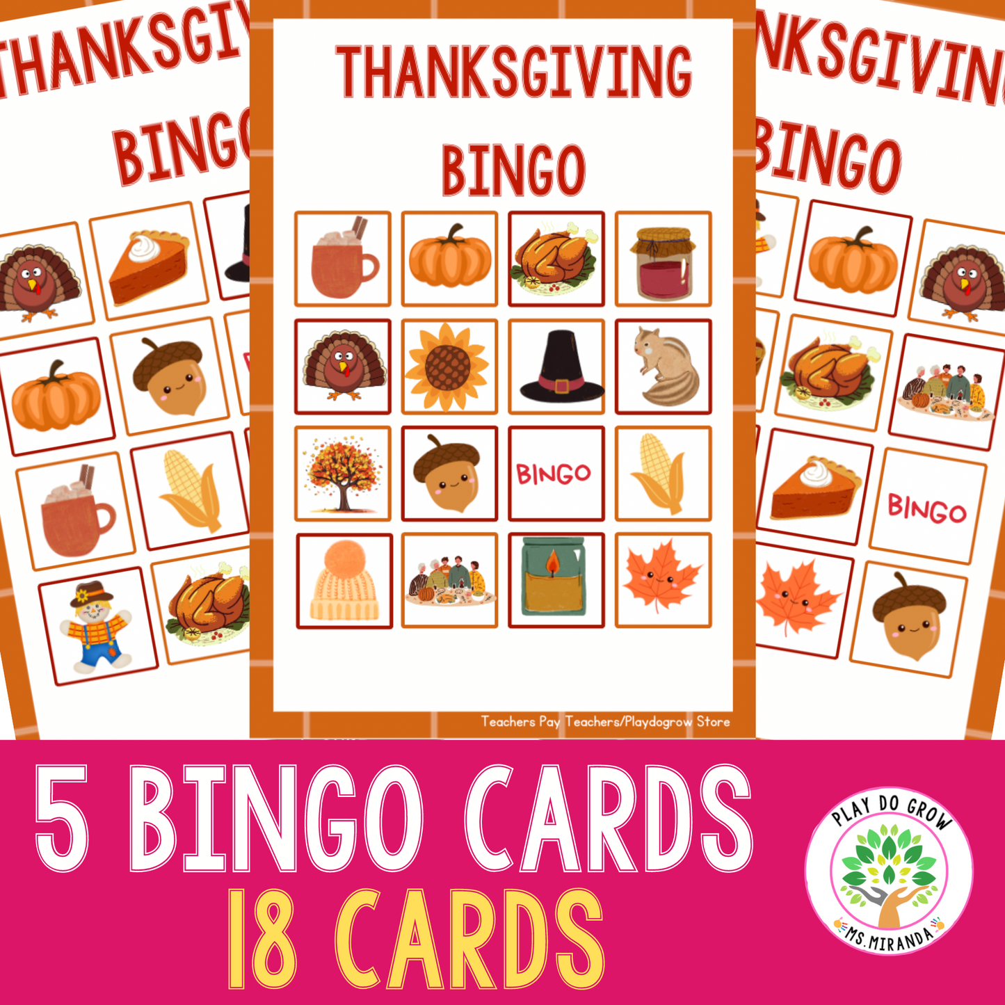 Thanksgiving Bingo Game | Holidays & Vocabulary Activity