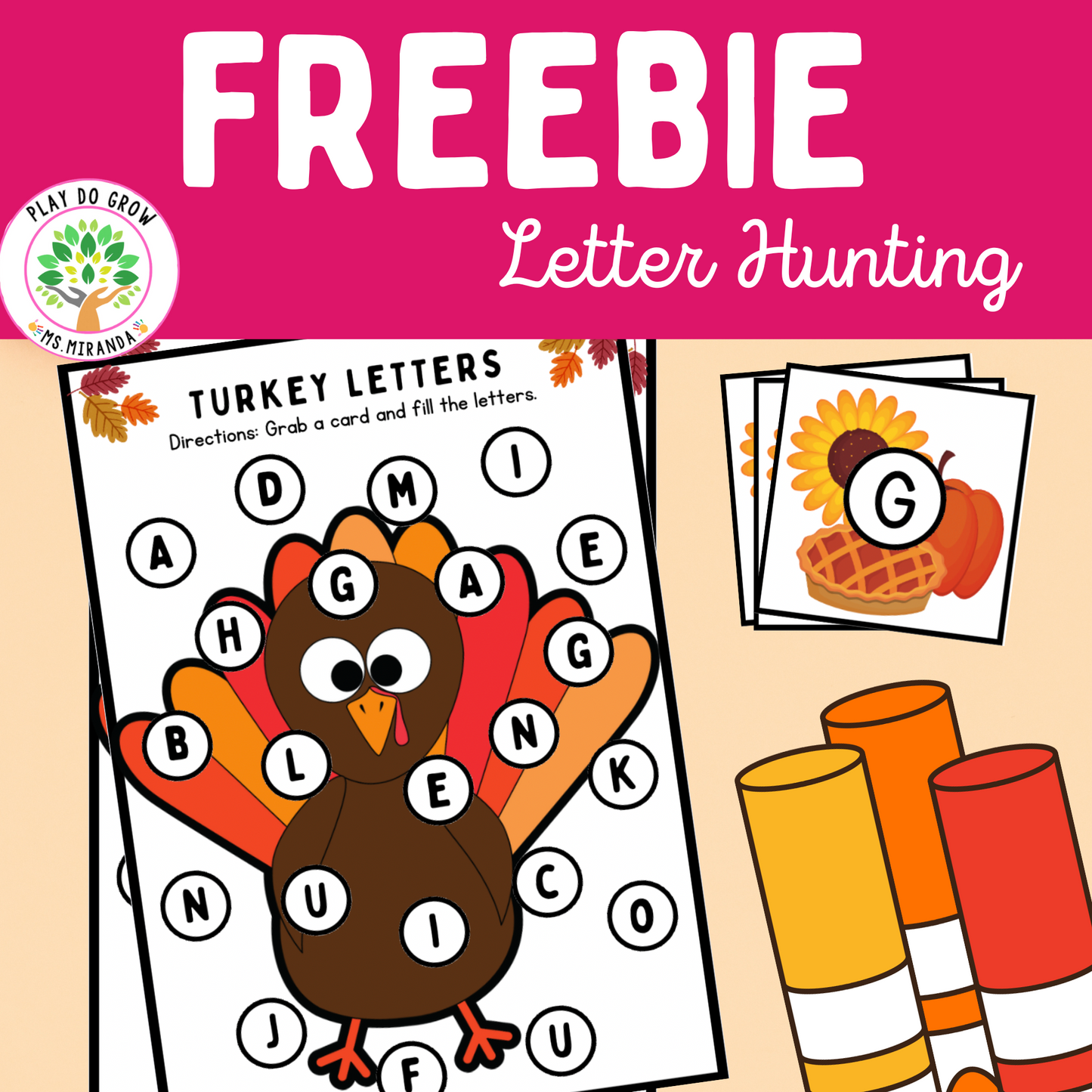 Thanksgiving FREE Letter Hunting | Literacy & Phonological Awareness Activity