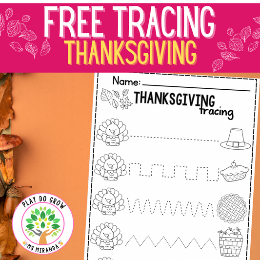 Thanksgiving Tracing FREE English Version | Fine Motor No-prep Activity