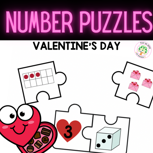 Valentine's Day Puzzles Numbers 1-20. English Version | Kindergarten & PreK Math Game