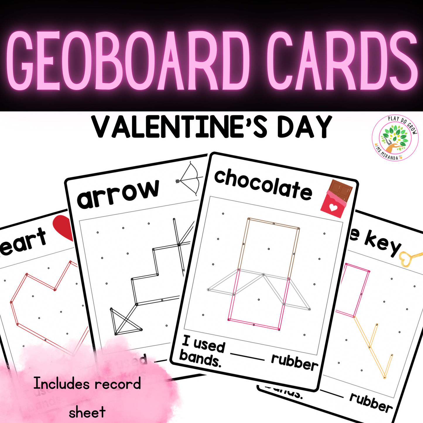 Geoboard Task Cards Valentines Day | STEM and Geometry Activity