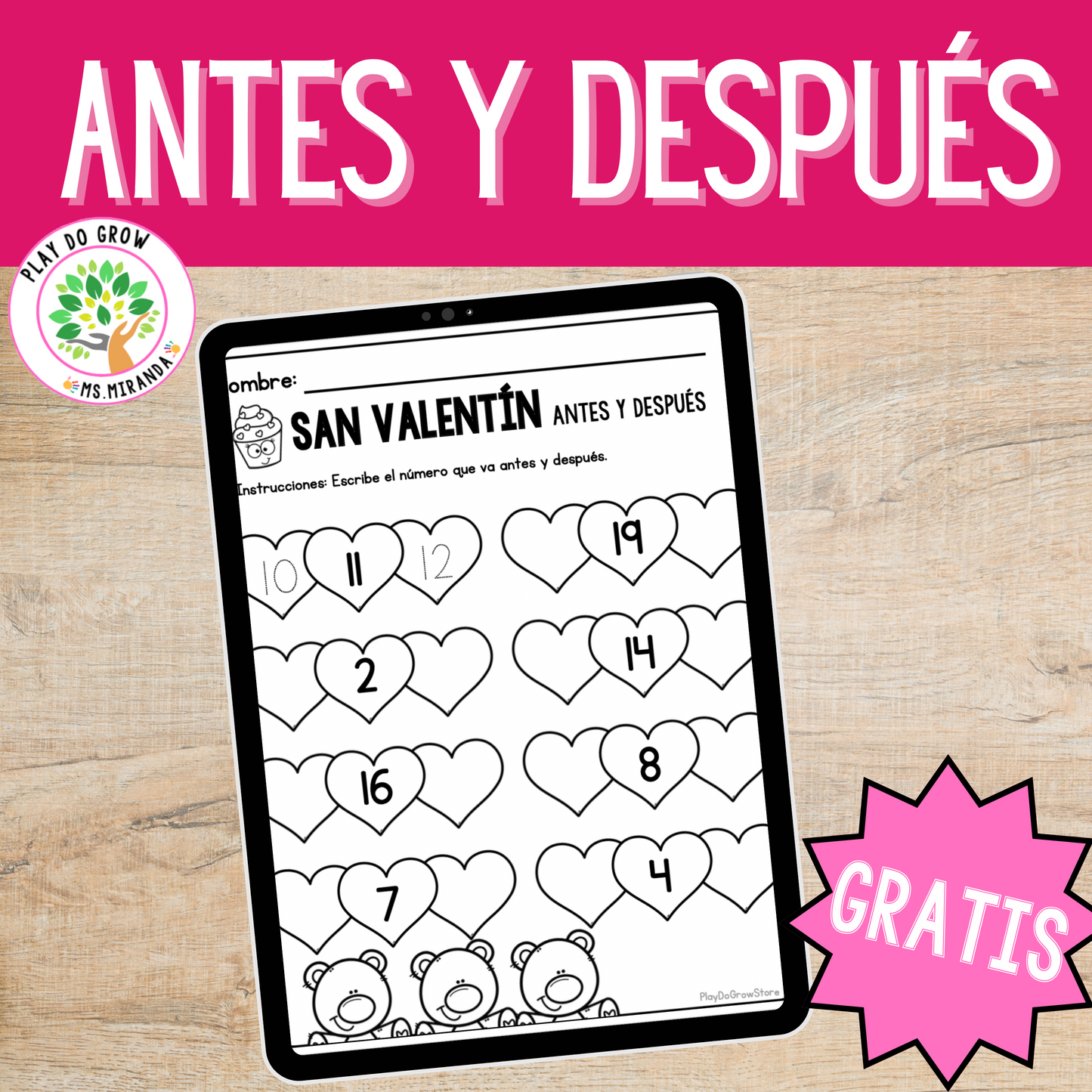 GRATIS Valentines Antes y después | Matemáticas Preescolar y Primaria