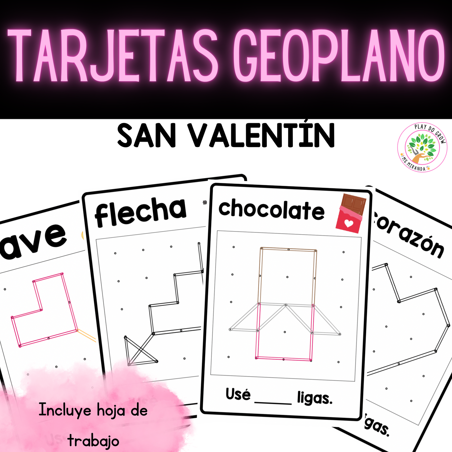 Geoplano San Valentín. Tarjetas de trabajo | STEM y Matemáticas