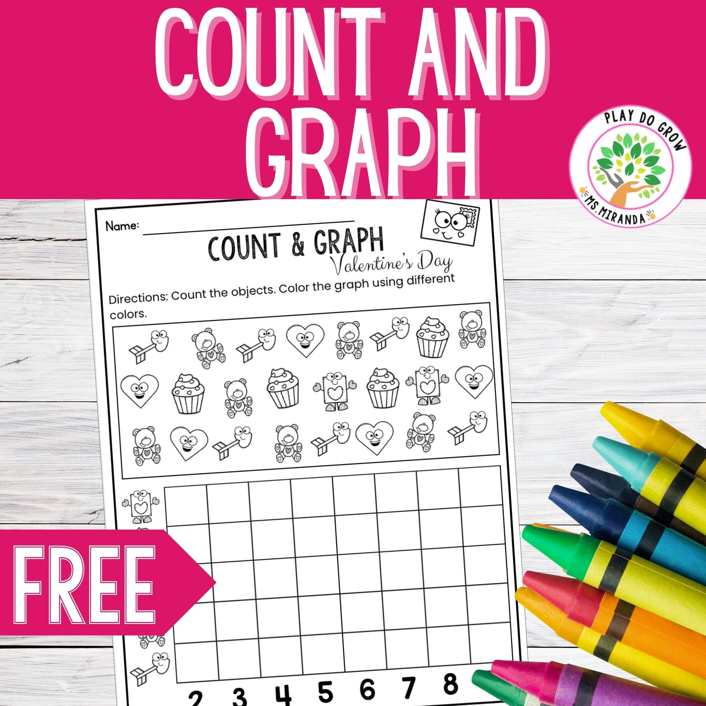 FREE Count and Graph Valentines Day | Math Printable Resource