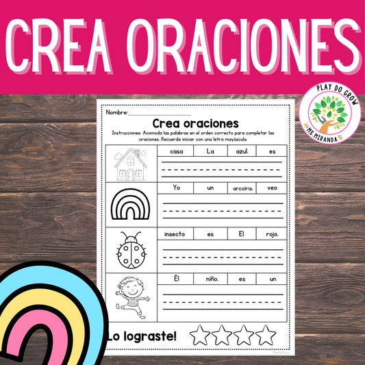 GRATIS Crea Oraciones Hoja de trabajo | Preescolar y Primaria