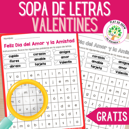 GRATIS Sopa de Letras San Valentín | Preescolar y Primaria Actividad