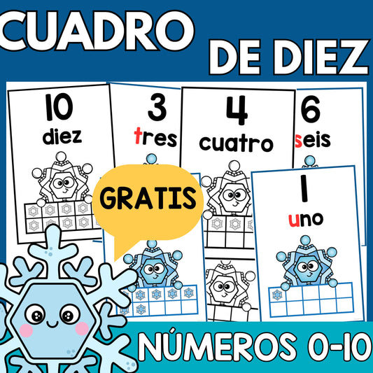 GRATIS Tarjetas Cuadro de Diez Temática Invierno 0-10 | Preescolar y Primaria