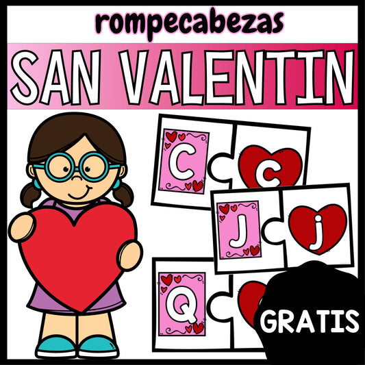 GRATIS San Valentin. Rompecabezas de Letras. Preescolar y Primaria