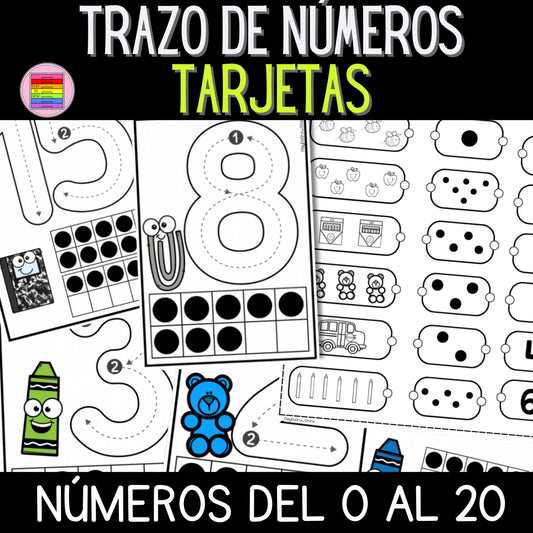 Trazo de Números 0-20 Tarjetas Motricidad Fina | Preescolar y Primaria