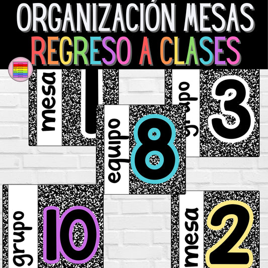 Números Organización Mesas. Colección Libreta | Decoración del aula. Regreso a clases