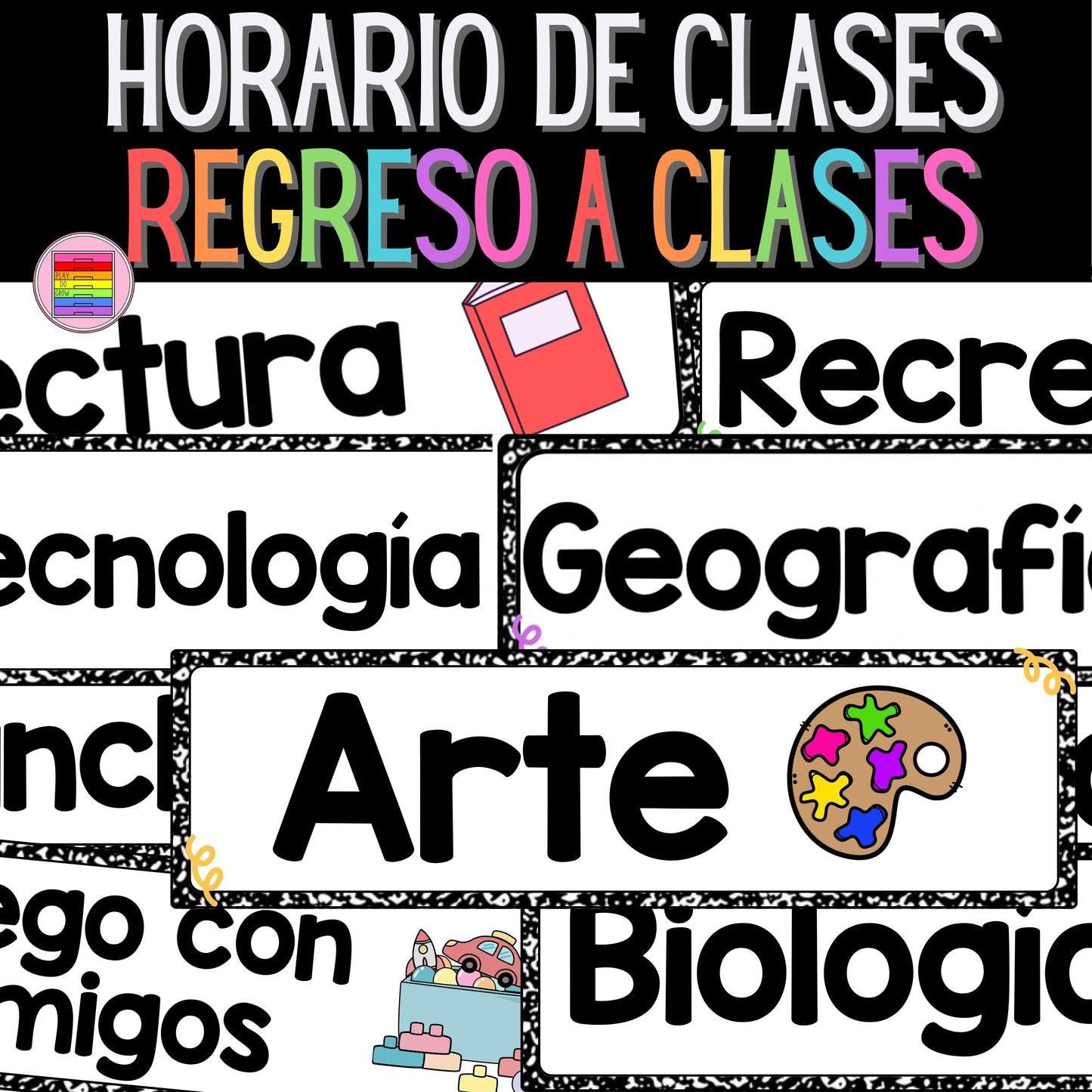 Horario Visual de Clases. Colección Libreta | Decoración del Aula. Preescolar y Primaria