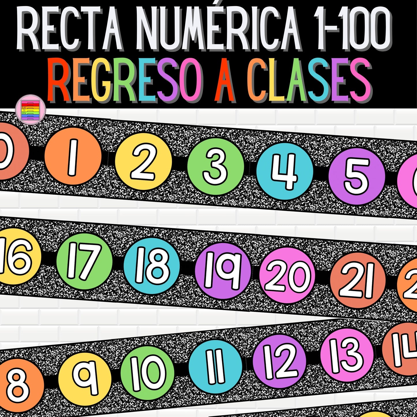 Recta Numérica 1-100. Colección Libreta | Regreso a Clases. Decoración del Aula