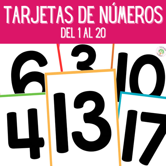 GRATIS Tarjetas de Números del 1 al 20 | Preescolar y Primaria. Matemáticas