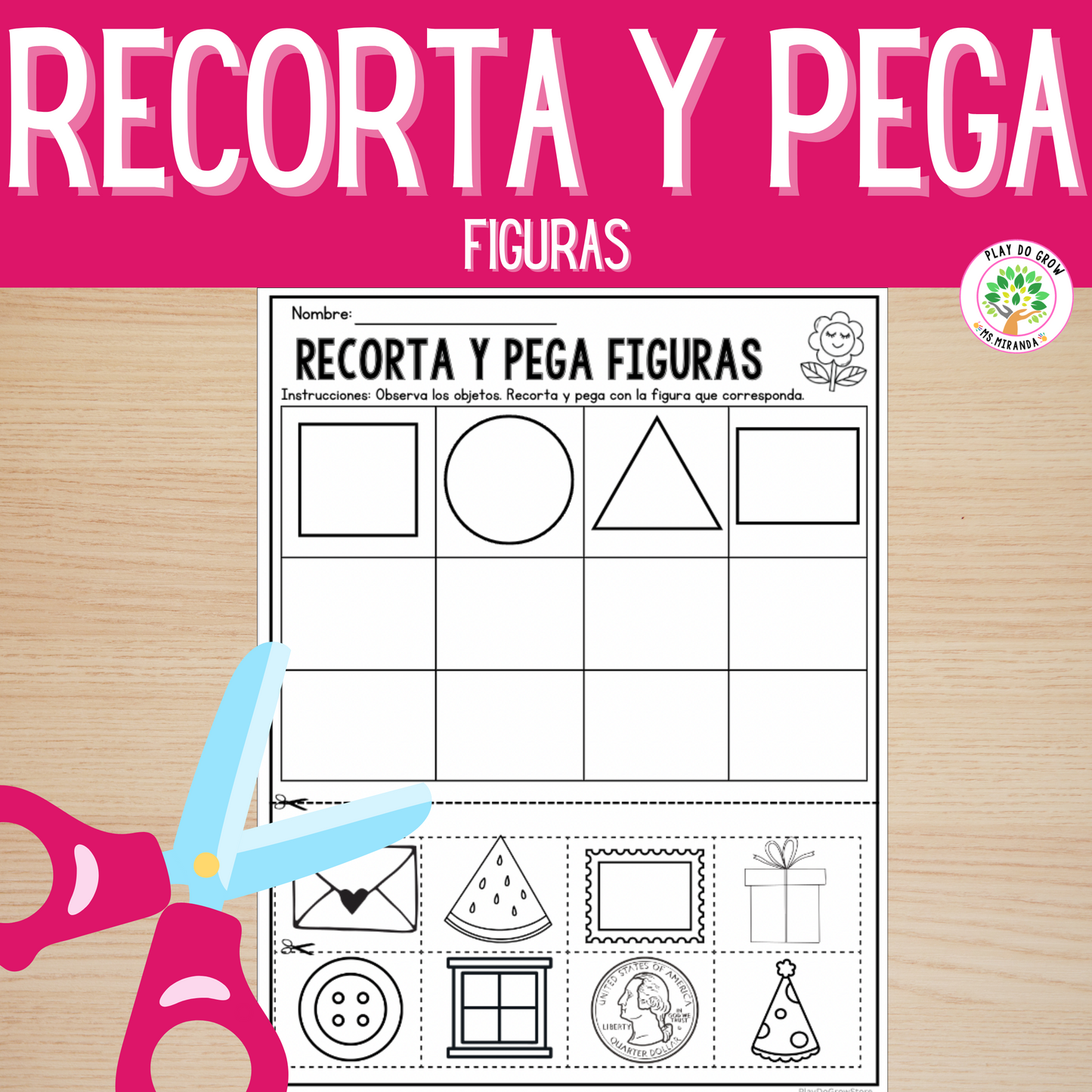 GRATIS Recorta y pega figuras. Preescolar y Primaria. Matemáticas