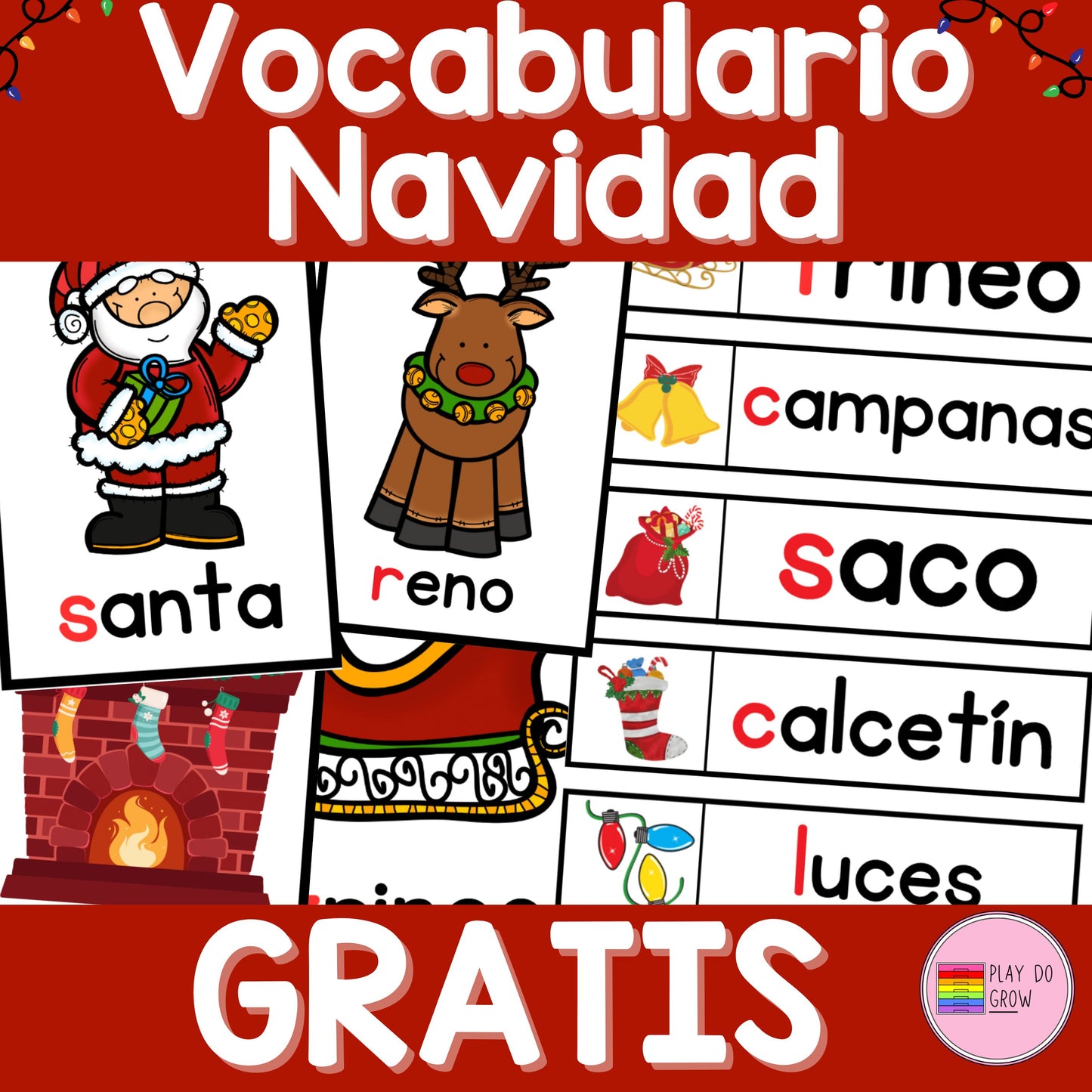 GRATIS Navidad Vocabulario. Preescolar y Primaria. Escritura y Lectura