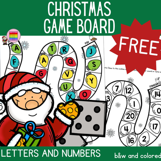 FREE Christmas Game Board. Numbers & Letters | Kindergarten and Elementary