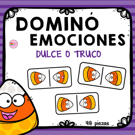 Juego Dominó Emociones Temática Dulce o Truco | Preescolar y Primaria