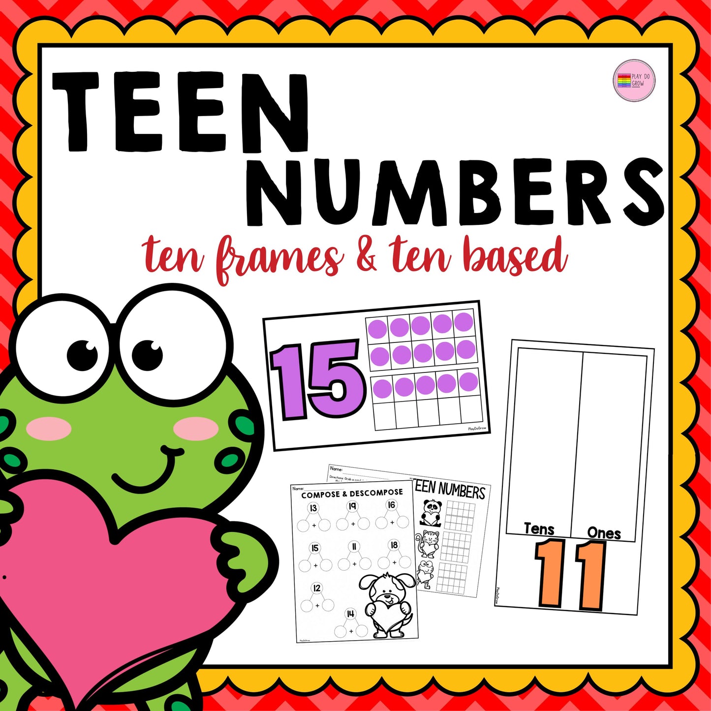 Teen Numbers Set | Math Ten Frames & Ten Based