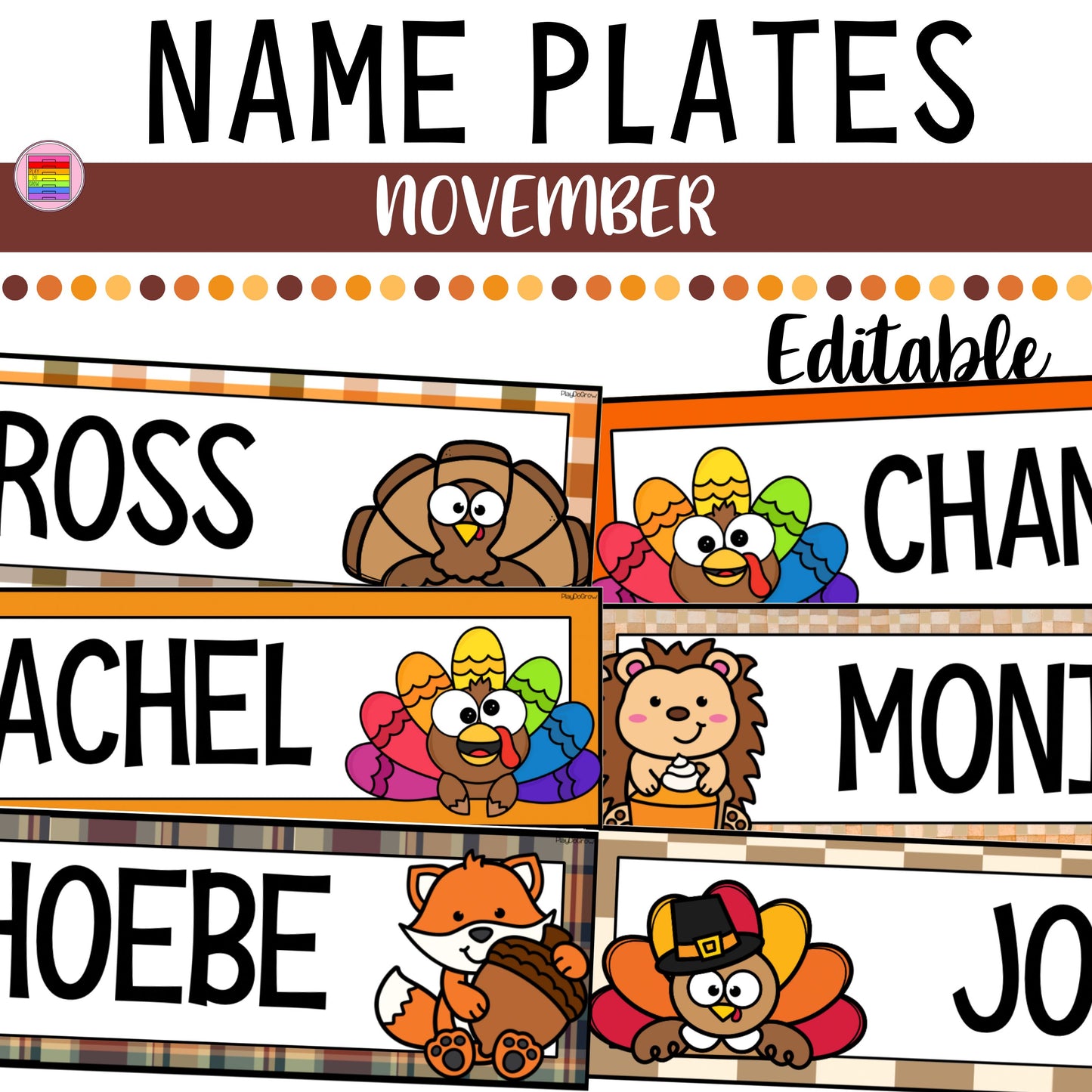 November Name Plates | Classroom Decor