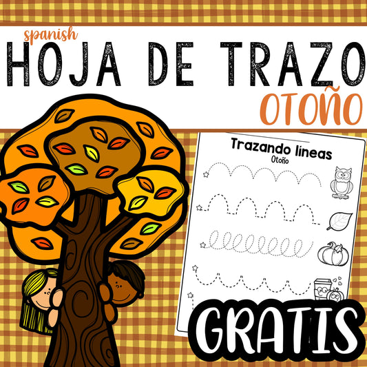 GRATIS Hoja de Trazo Temática Otoño. Preescolar y Primaria