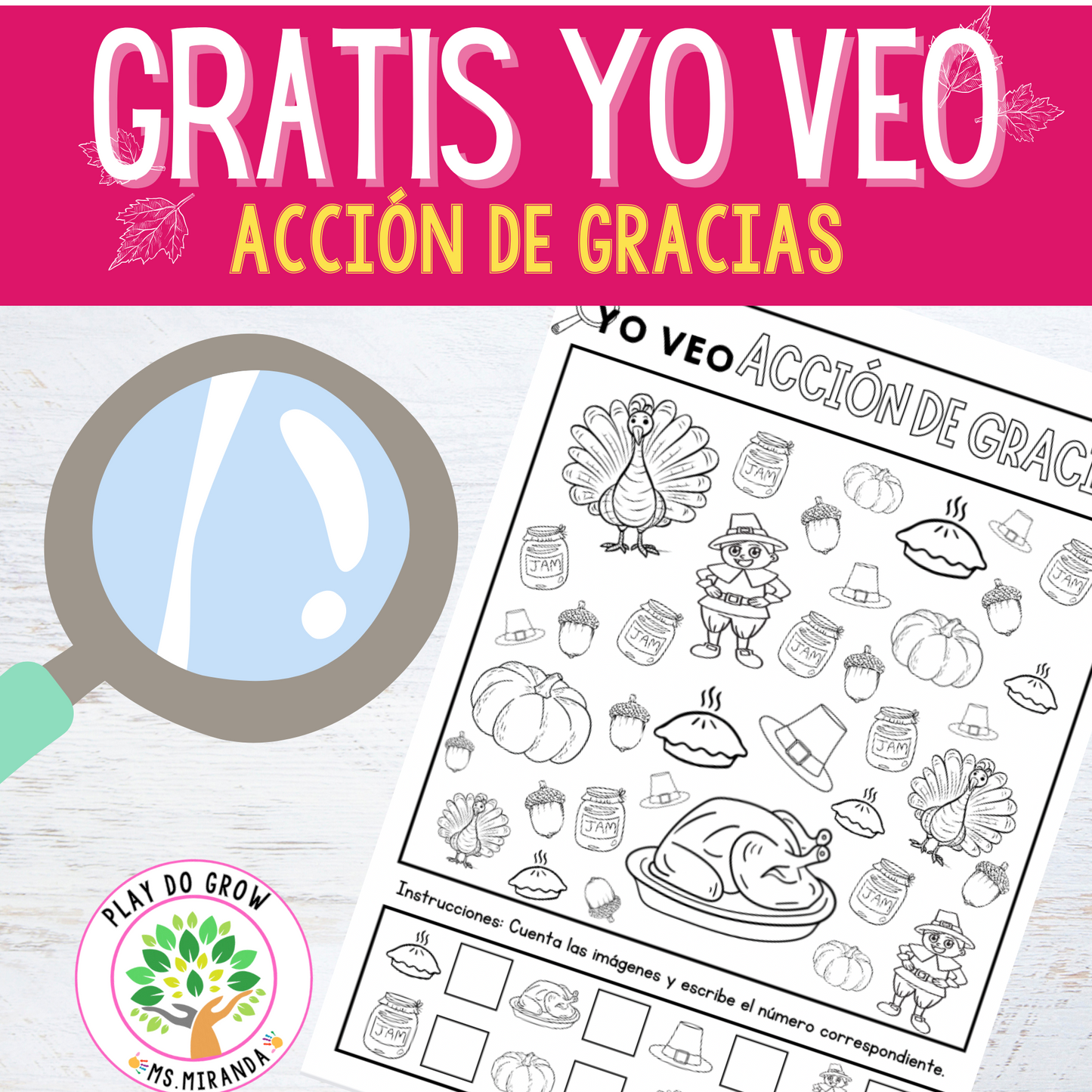 Acción de Gracias. Yo veo | Actividad de Matemáticas y Pensamiento Cognitivo