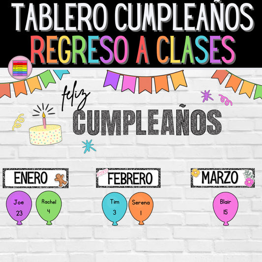 Tablero de Cumpleaños. Colección Libreta | Regreso a Clases. Decoración del Aula