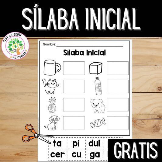 GRATIS Sílaba Inicial Hoja de Trabajo | Preescolar y Primaria